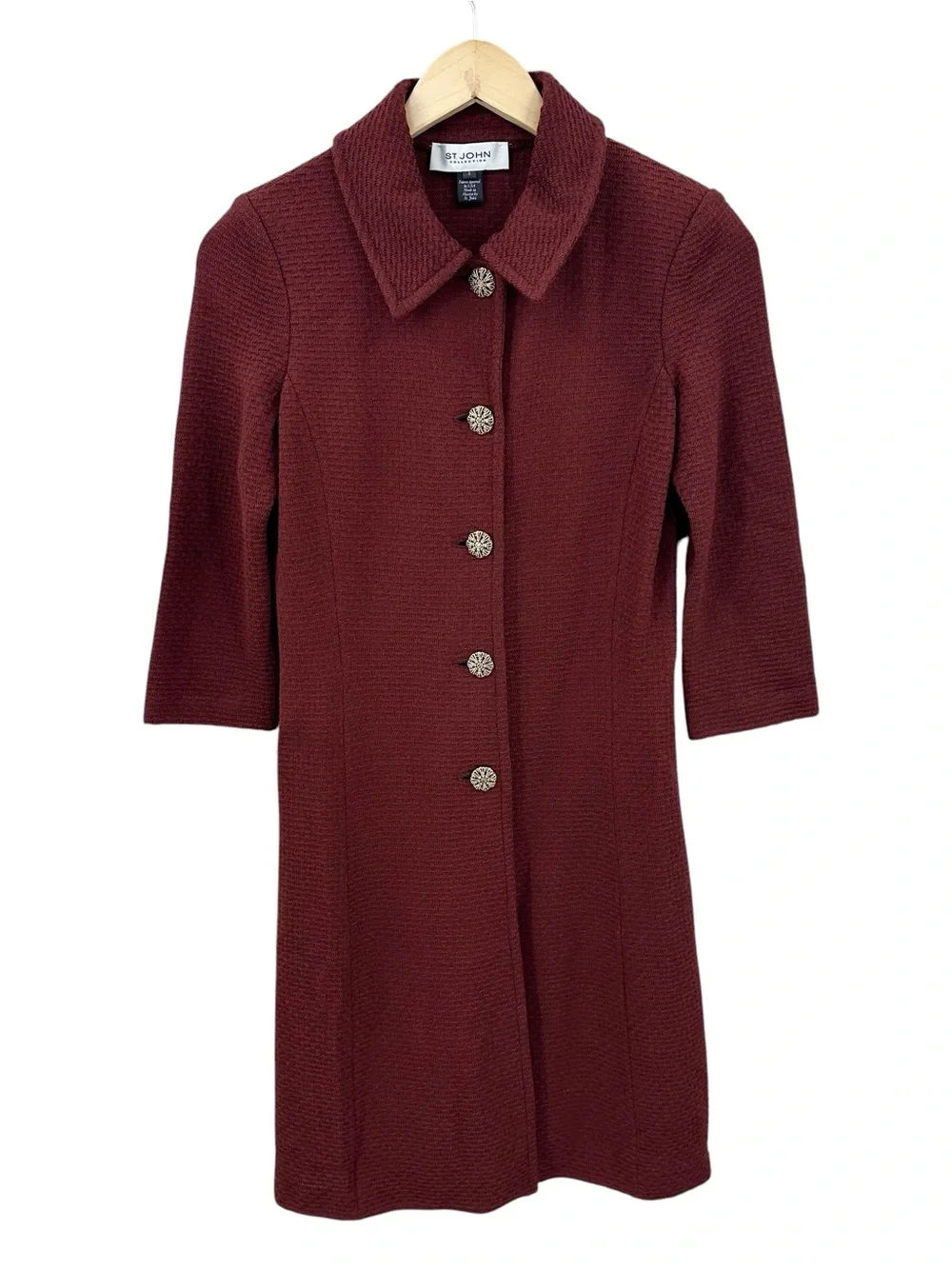 ST JOHN COLLECTION Wool Coat Jacket Button Knit